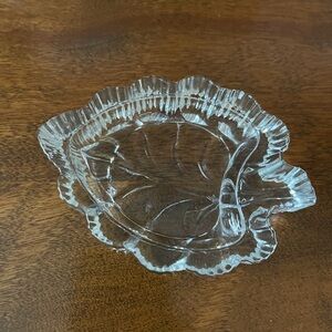 Unique Vintage Clear Glass Leaf Trinket Dish
